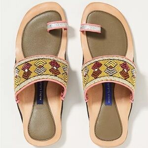 Meher Kakalia Embroidered Toe-Loop Sandals Anthropologie Size 9